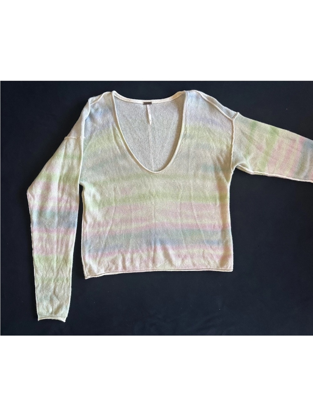 Free People Cashmere Light Pastel Tie-Dye V-Neck Women's Sweater XS - Picture 9 of 15